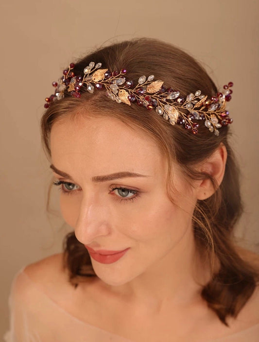 Pomegranate Hair Jewelry - Bridal Hair Jewelry - Natural Goddess - Tiara - Headband - Bride Hair Vine - wedding headband - Ren Faire Hair