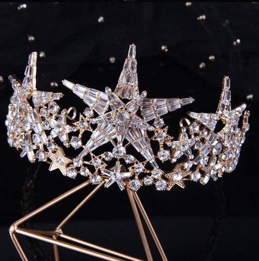 Big Star Tiara Crown, Glamour Tiaras, Rhinestone Crowns, Bridgerton Ball, Bridgerton Exp headwear, Ren Faire, queen, princess, birthday gift