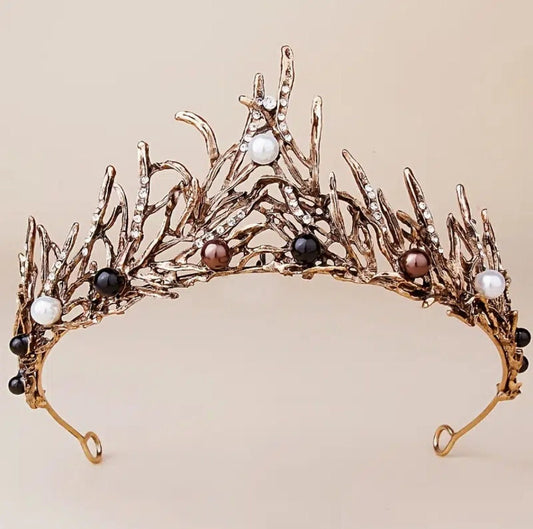 Branch Black Brass Leaves Vintage-Gold Tiara Crown Dark branches ren faire outfit roleplay cosplay elf elven tiaras crowns wedding bride