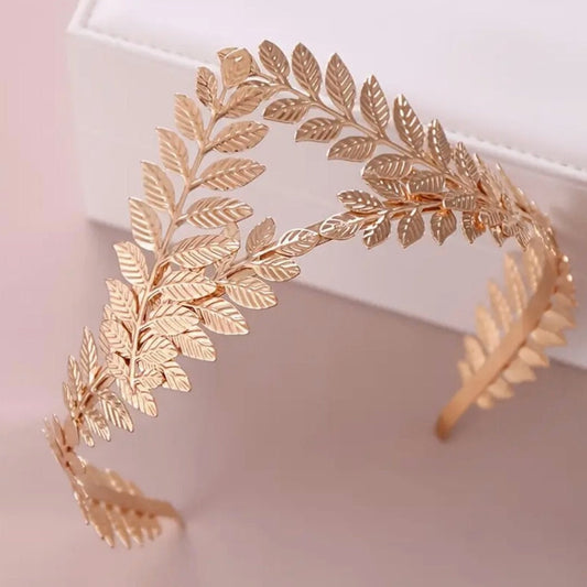 Athena Headband for bride, Grecian Goddess wedding, golden leave headband, greek style headband, gold leaf bridal headband, bridal accessory