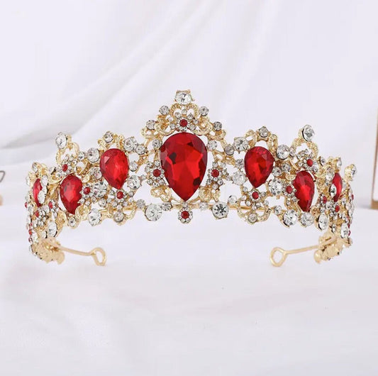 Baroque tiara gorgeous bridal crown, Evil Queen tiara crown, blood-red crown for bride, bridal tiara, royal crown for wedding, wedding tiara